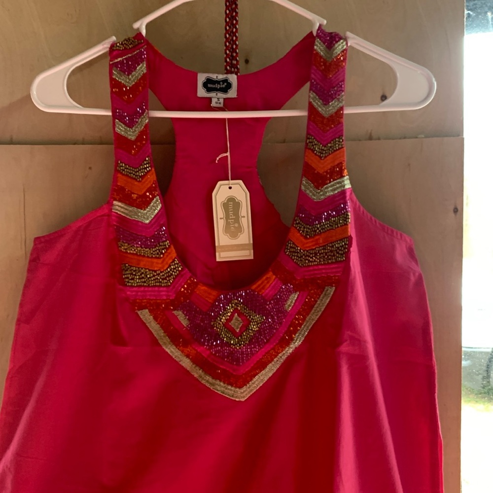 Daphne beaded cover-up, fuchsia color, top size small